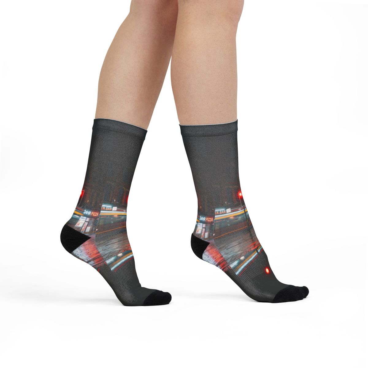 Sublimation Crew Socks - City Lights Walk | Echovira Gallery