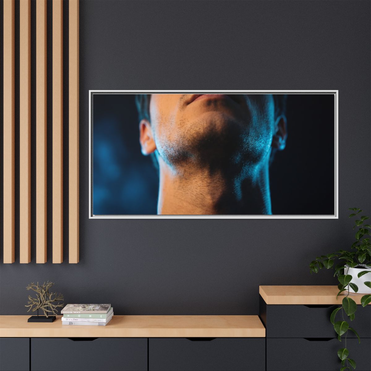 Matte Canvas, Framed - Neon Shadows Cinematic Portrait Art...