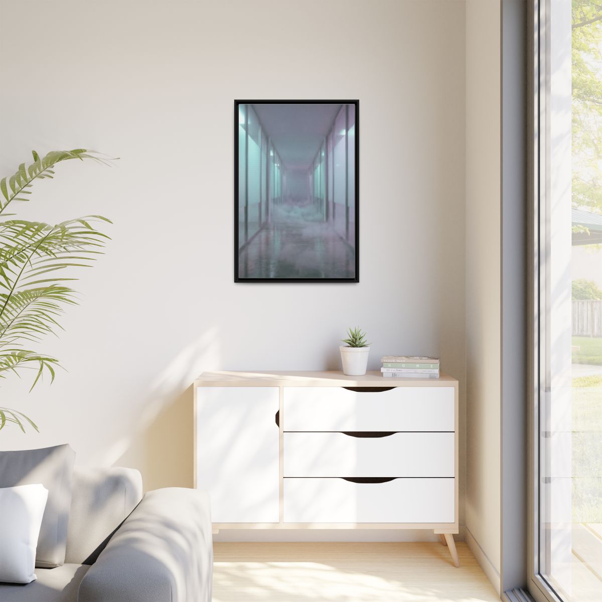 Matte Canvas, Framed - Liminal Corridor Fog Art Print —... |...