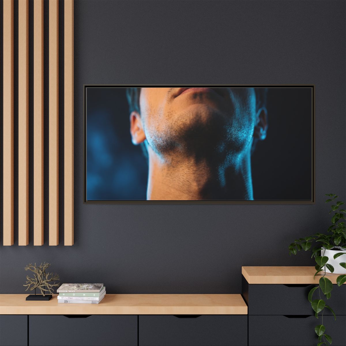 Matte Canvas, Framed - Neon Shadows Cinematic Portrait Art...