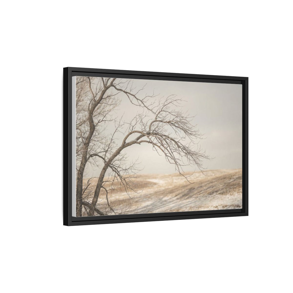 Framed Canvas Art - Minimalist Winter — Black / 1.25"