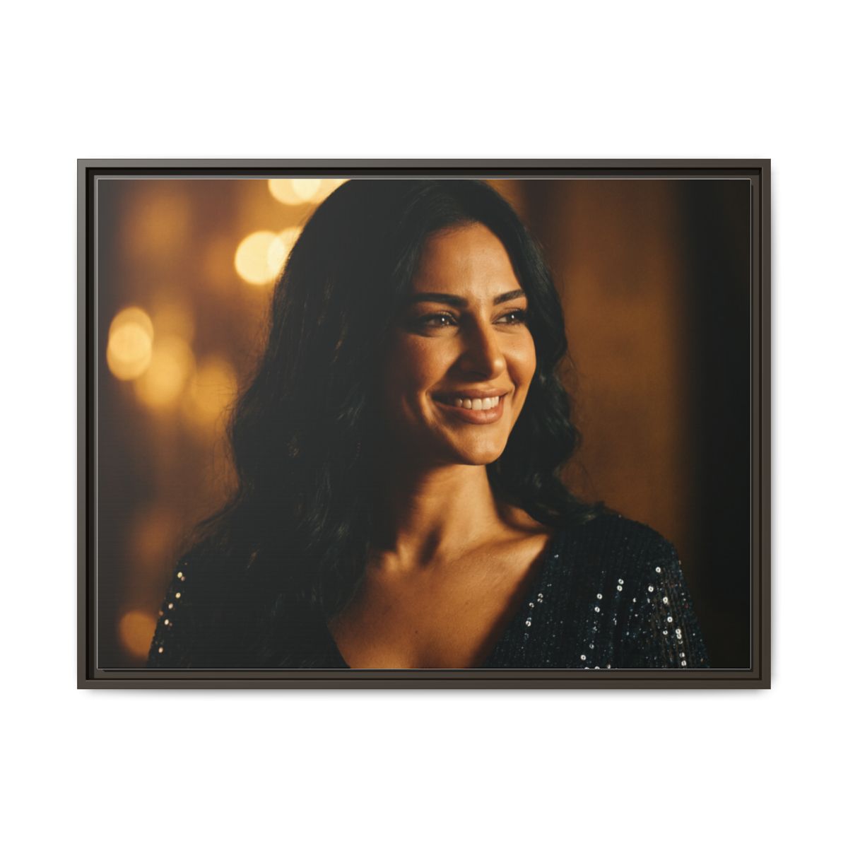 Framed Canvas Art - Golden Glamour — Espresso / 1.25"