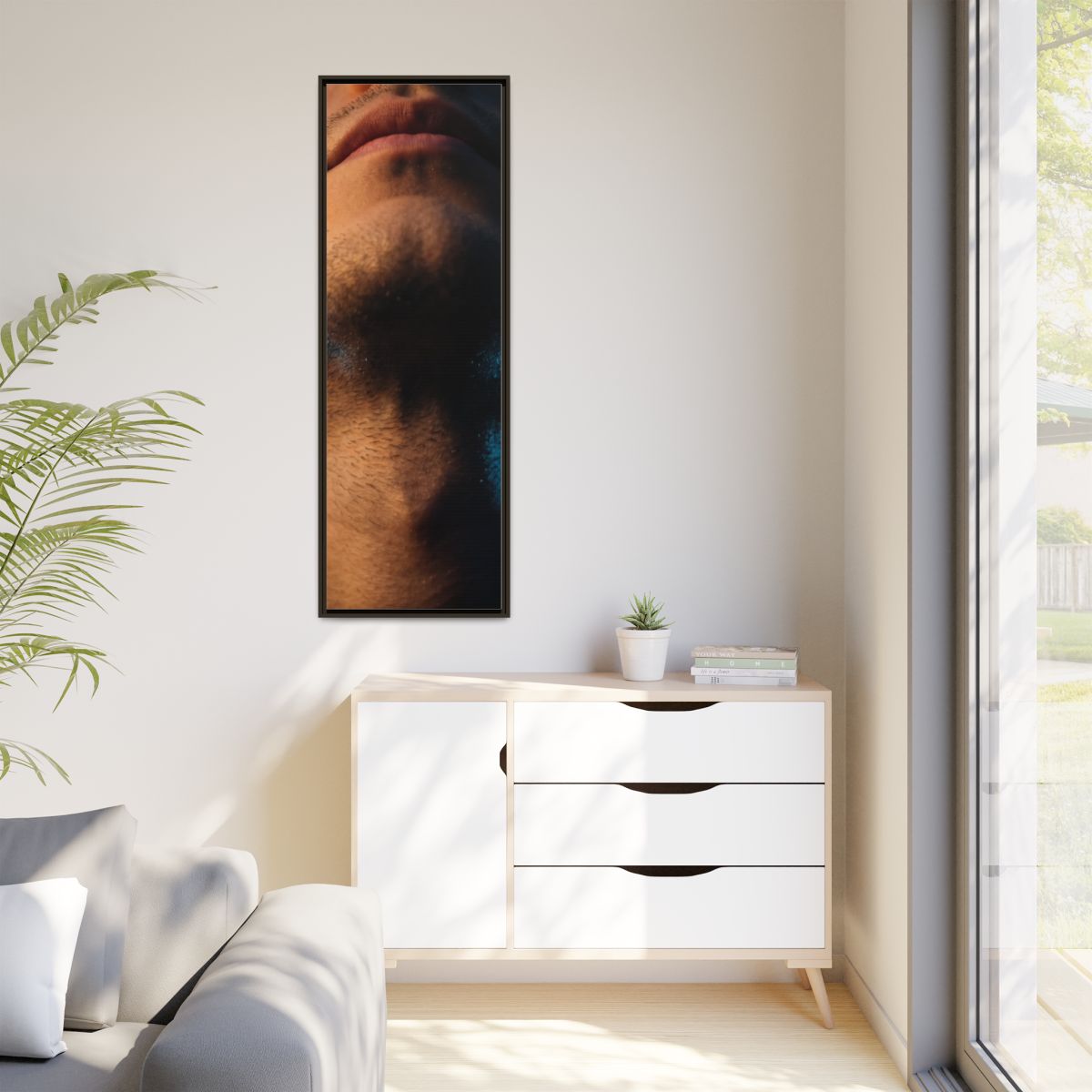 Matte Canvas, Framed - Neon Shadows Cinematic Portrait Art...