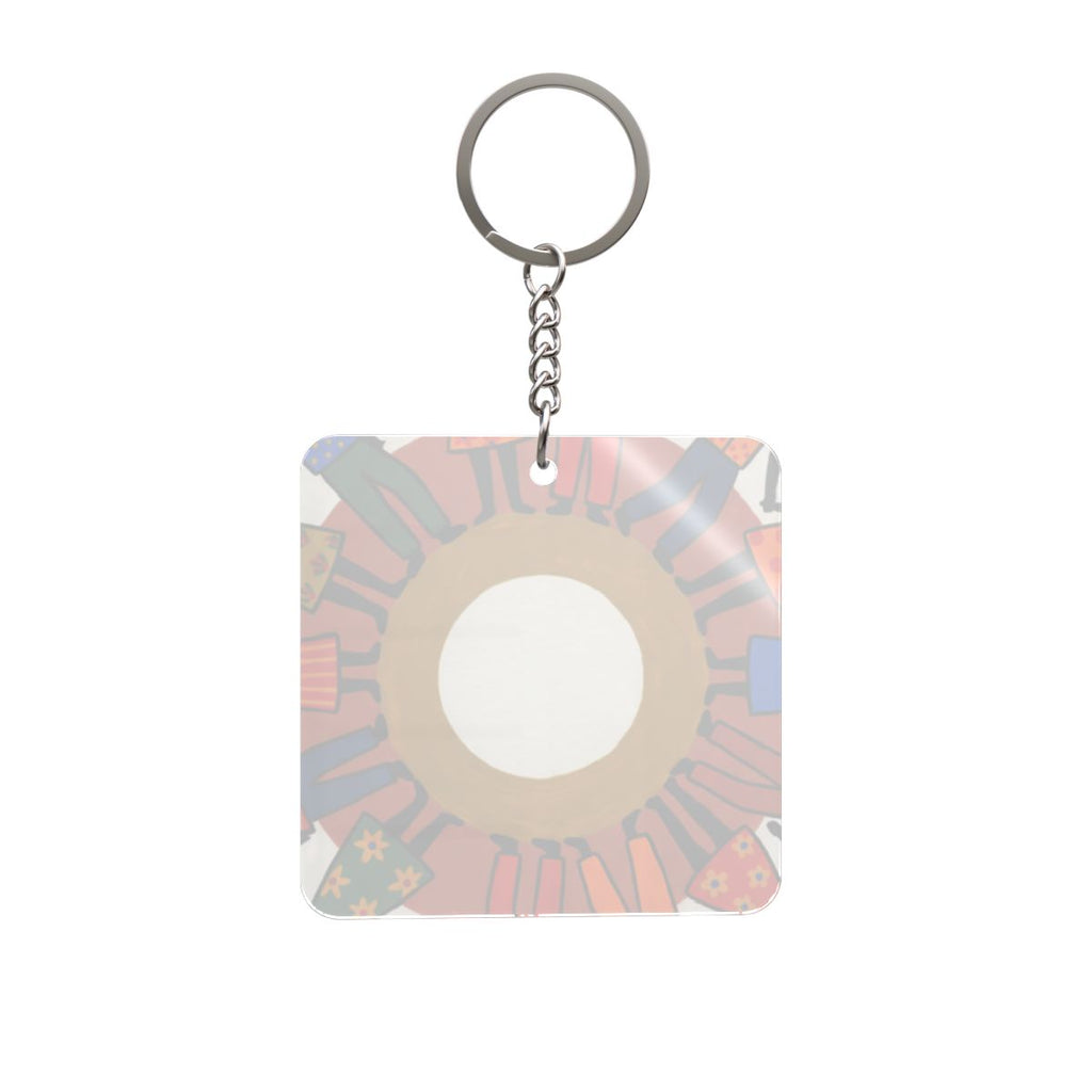 Square Keychain - Unity Mandala Folk Art | Echovira Gallery
