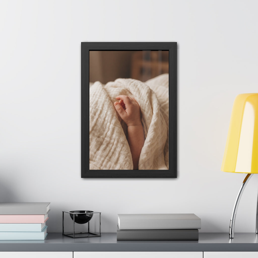 Framed Poster - Tender Newborn Hand (8×12, 9×11, 11×14... |...