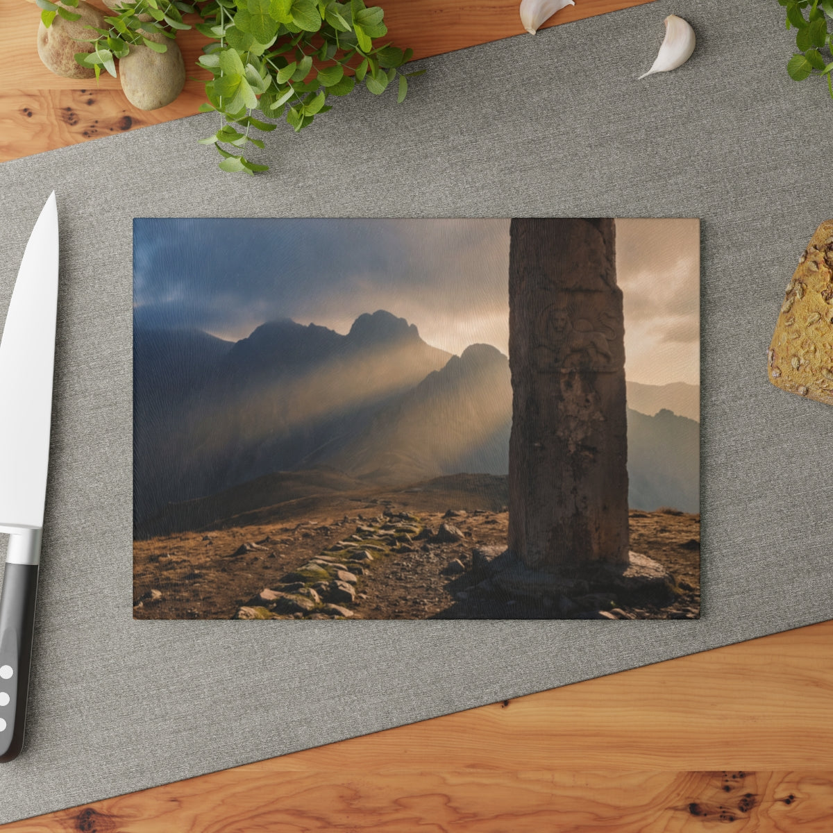 Glass Cutting Board - Mystic Peaks