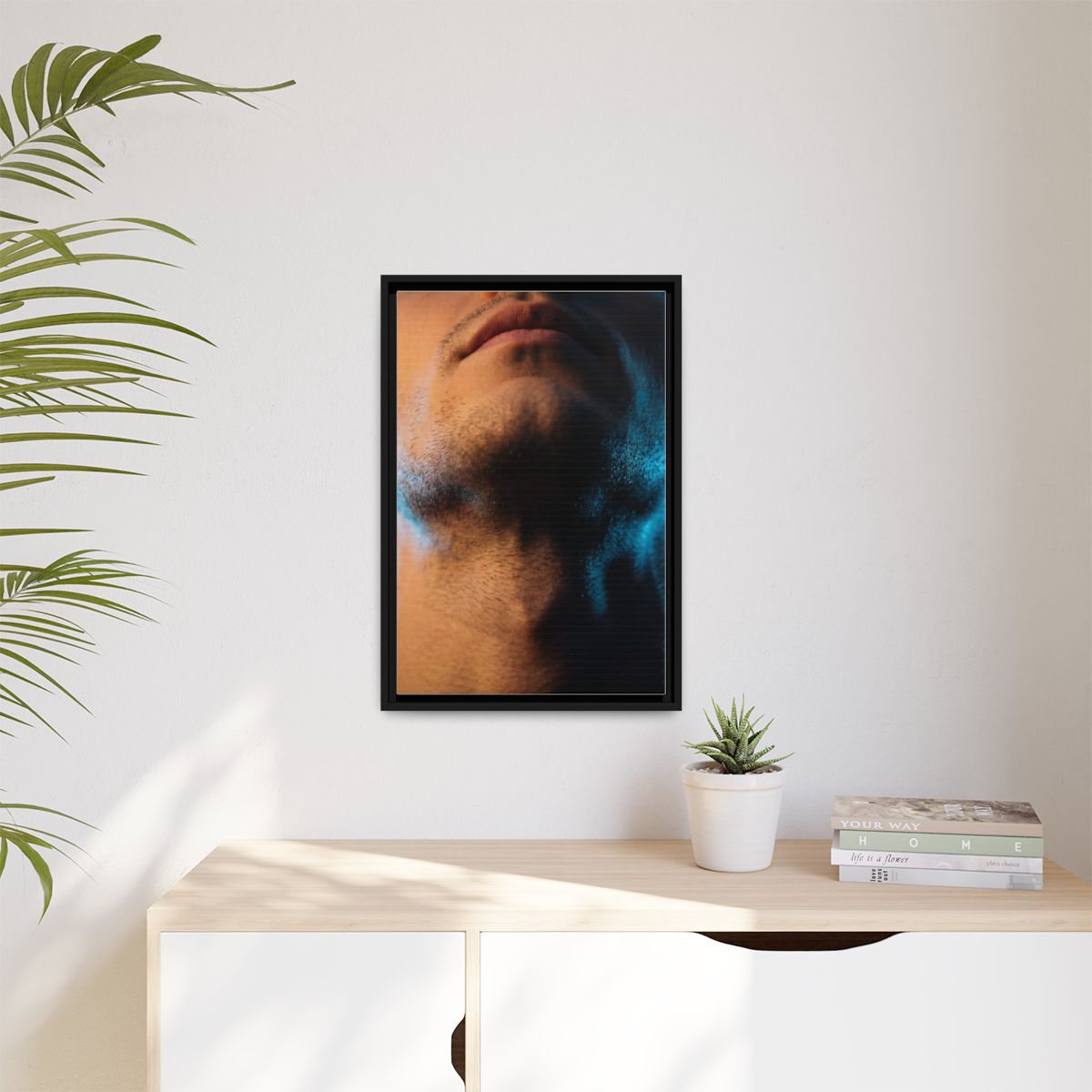 Matte Canvas, Framed - Neon Shadows Cinematic Portrait Art...