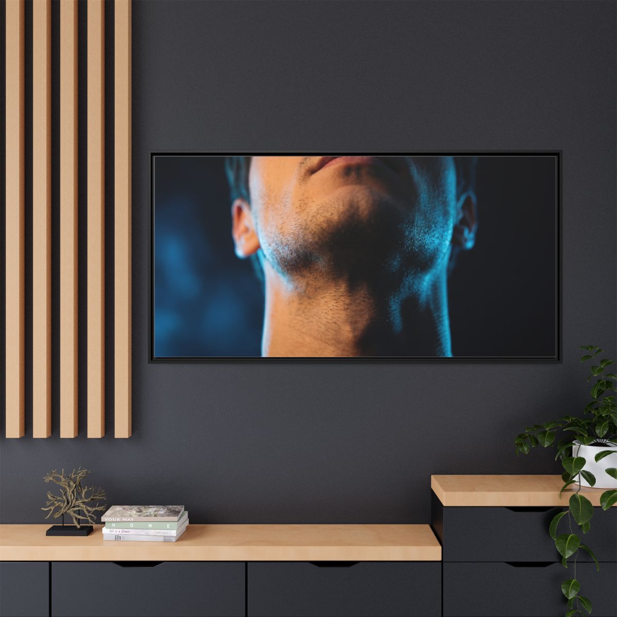 Matte Canvas, Framed - Neon Shadows Cinematic Portrait Art...