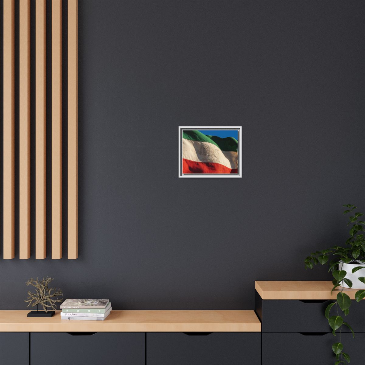 Framed Canvas Art - Distressed Flag — White / 1.25"