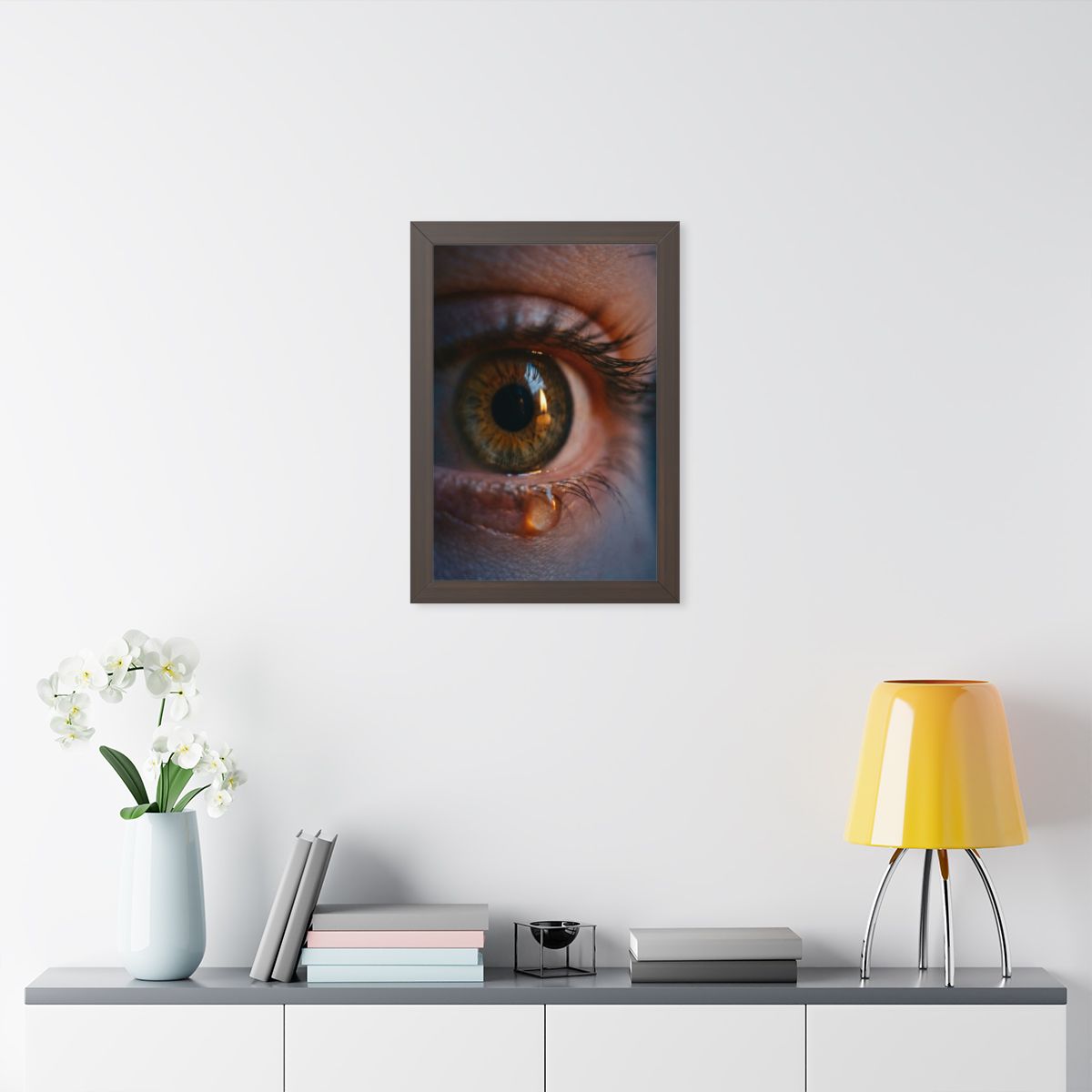 Framed Vertical Poster - Amber Iris Reflection Fine Art... |...