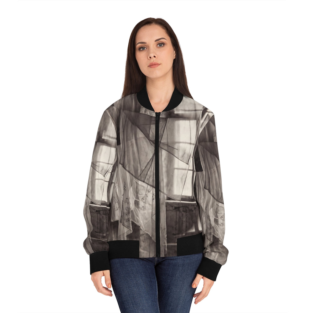 Women's Bomber Jacket - Spectral Veils | Echovira Gallery