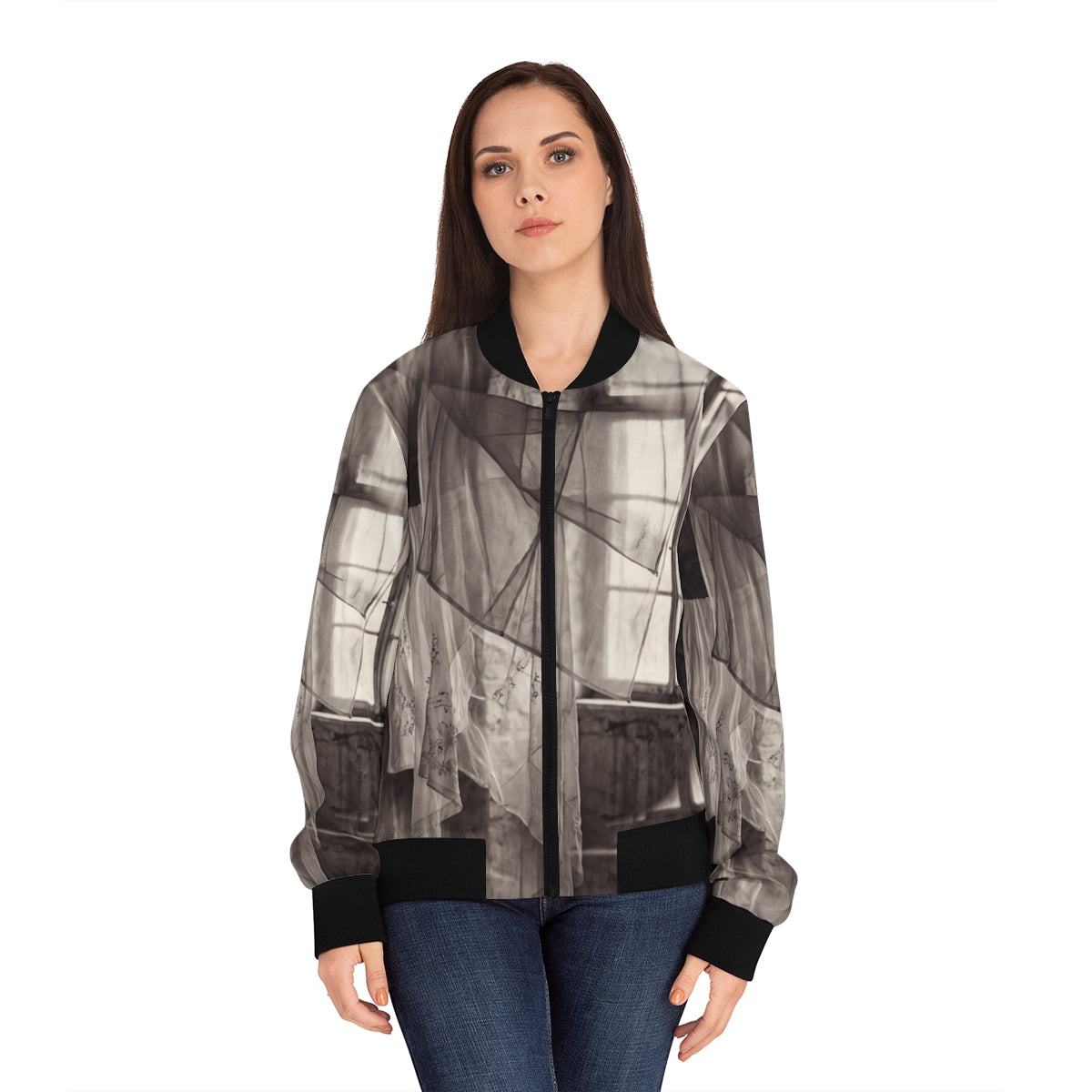 Women's Bomber Jacket - Spectral Veils | Echovira Gallery