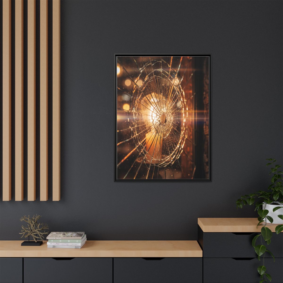 Framed Matte Canvas - Shattered Glass — Black / 1.25"