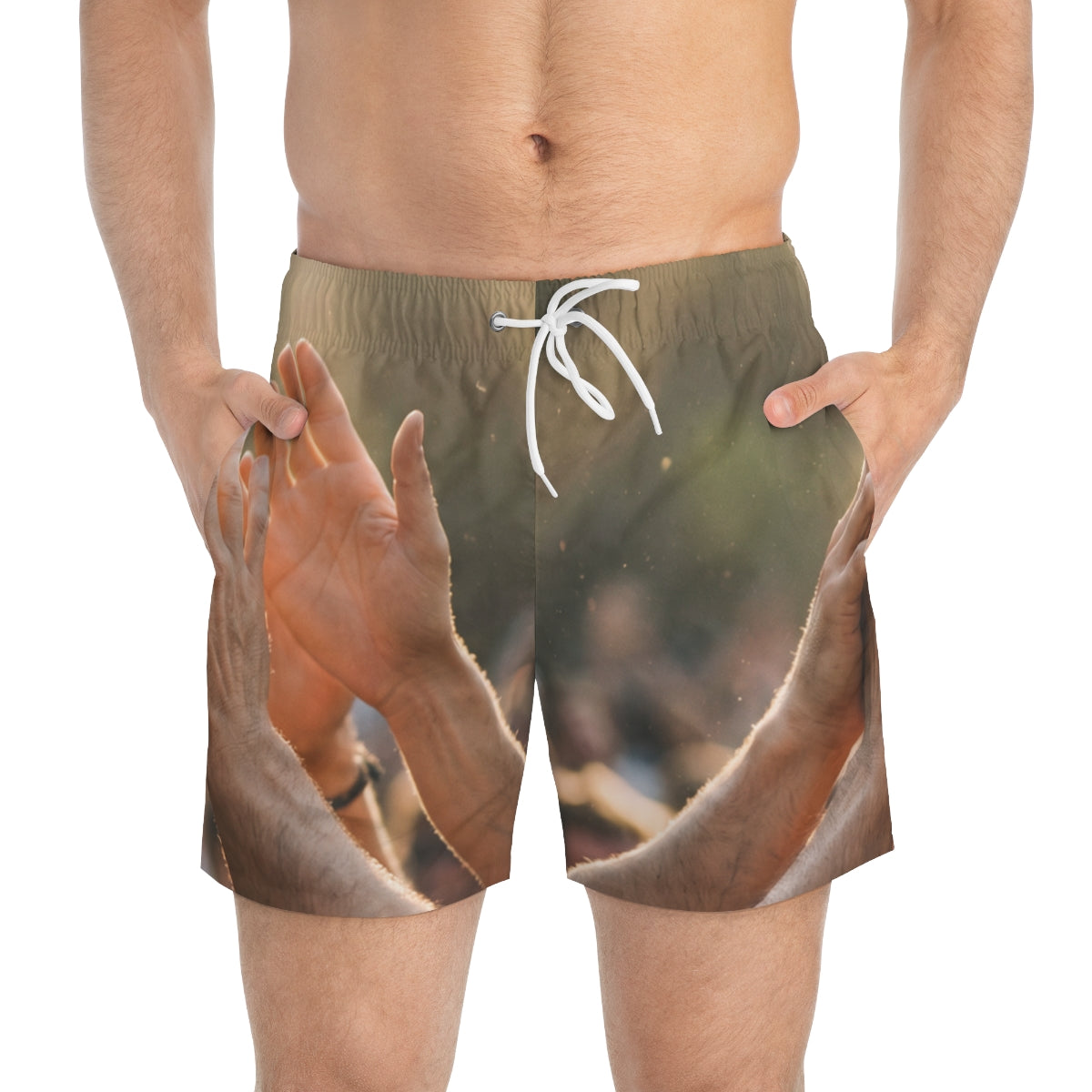 Swim Trunks - Golden Rays of Unity Wall Art | Echovira...