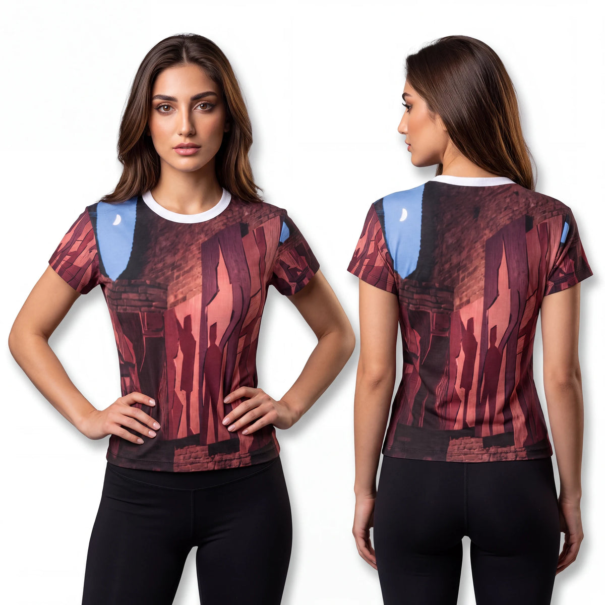 Women's Cut & Sew Tee - Nocturnal Passage | Echovira Gallery