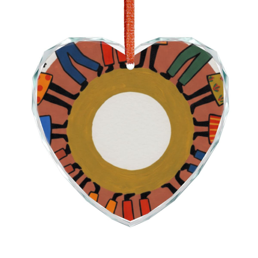 Crystal Glass Ornament - Unity Mandala Folk Art