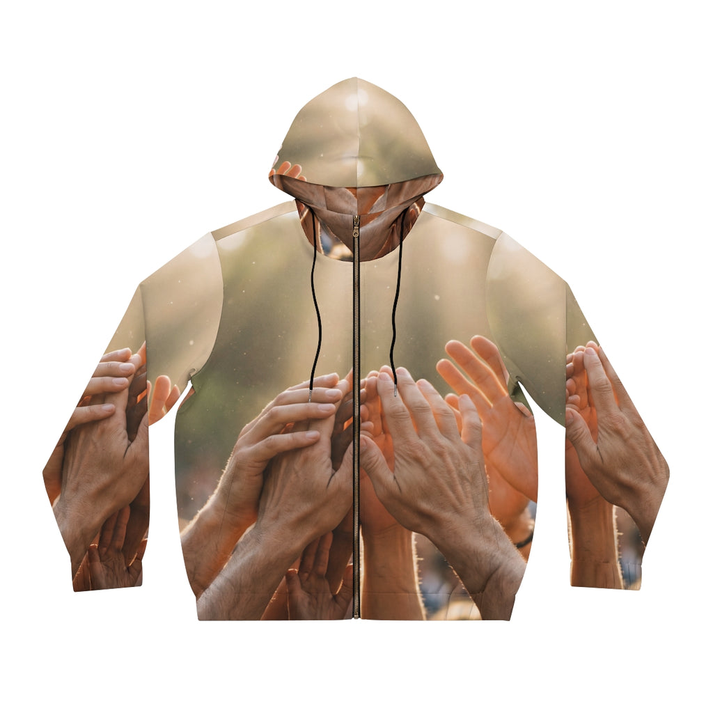 Men's Full-Zip Hoodie - Golden Rays of Unity Wall Art |...