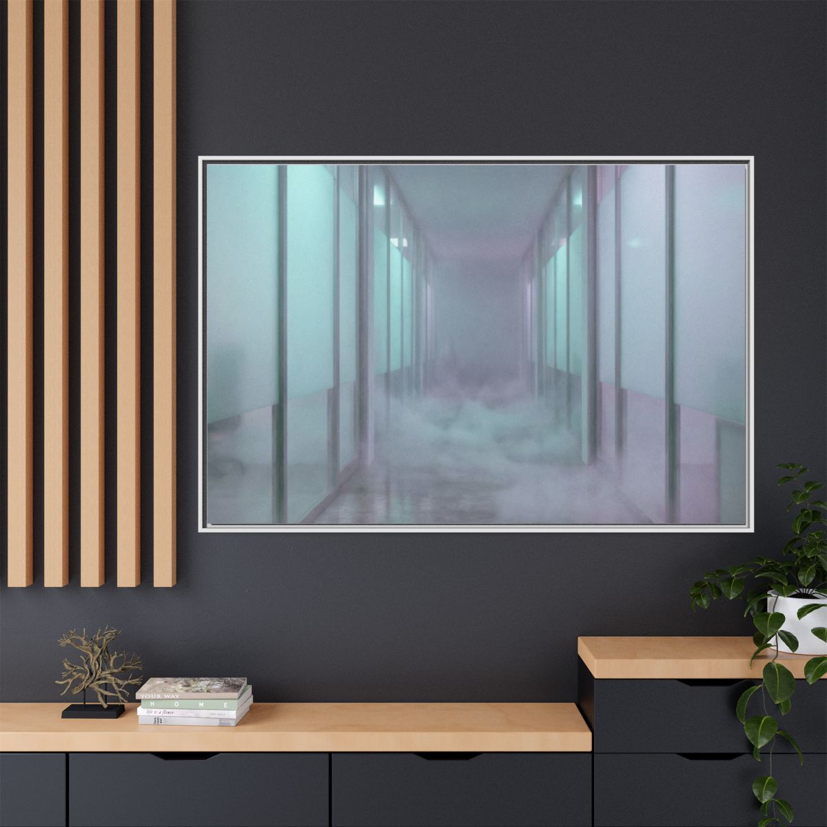 Matte Canvas, Framed - Liminal Corridor Fog Art Print —... |...