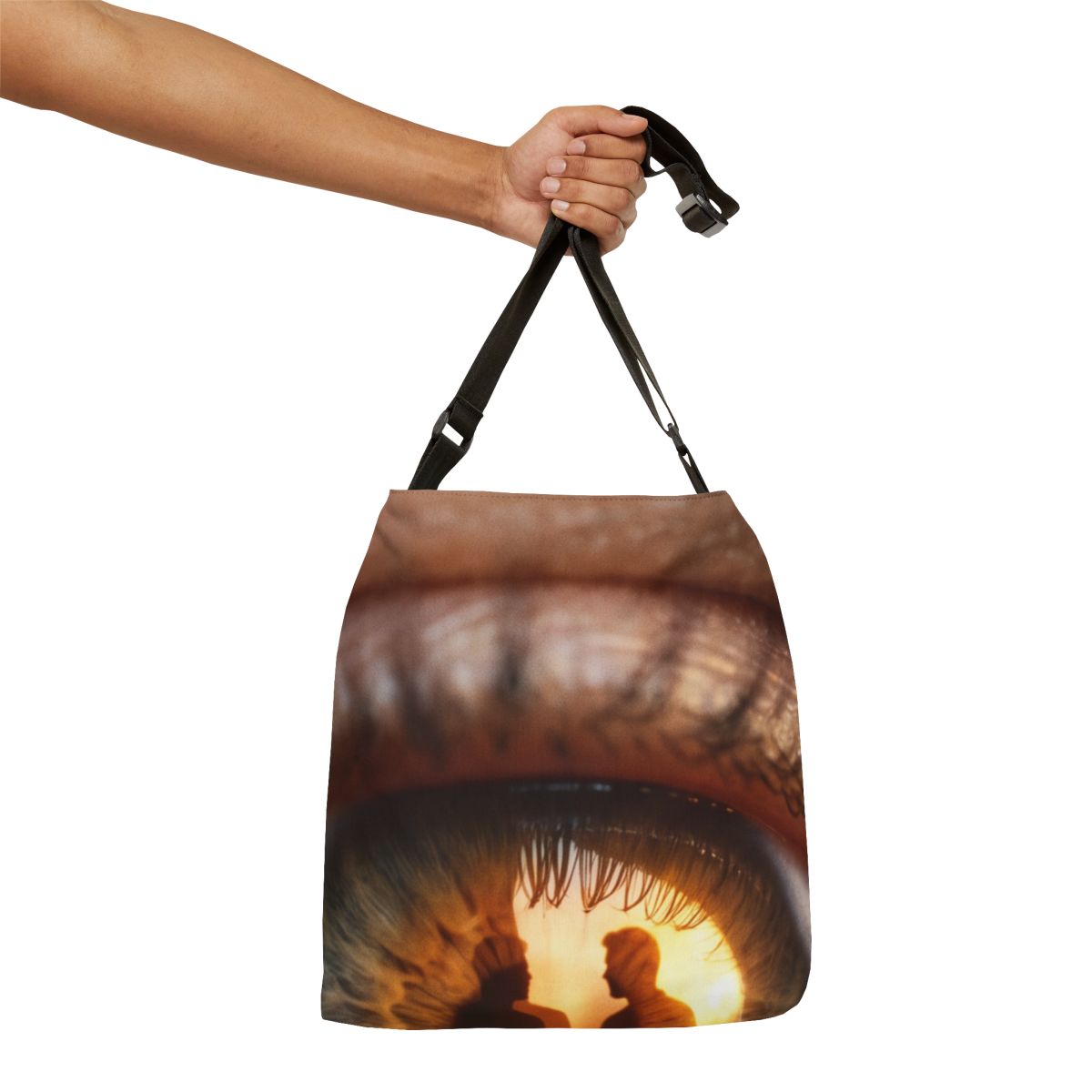 Adjustable Tote Bag - Golden Gaze Silhouette Fine Art Print...