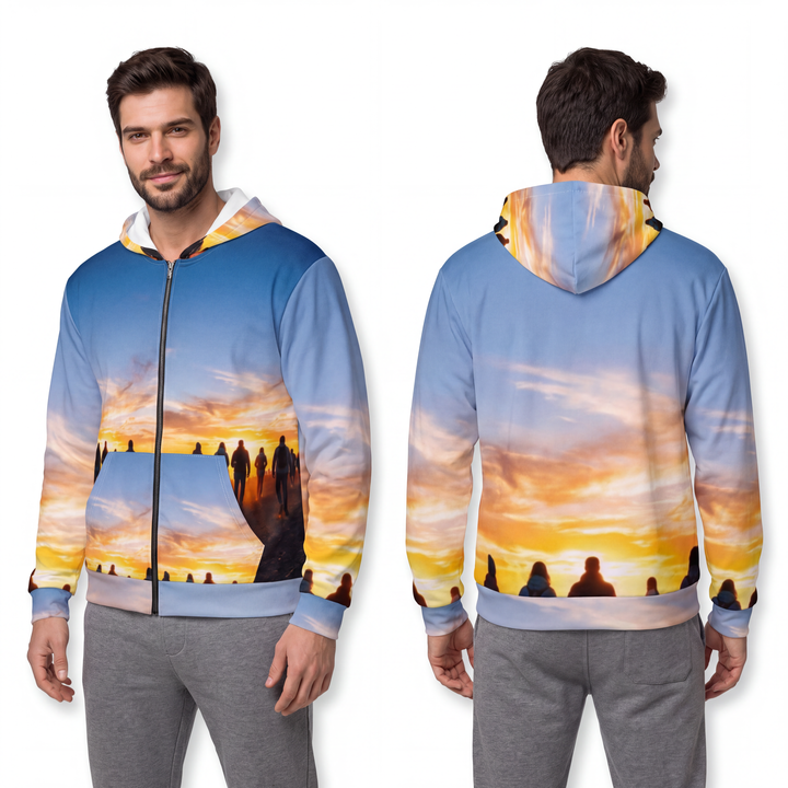 Men's Zip Hoodie - Golden Hour Ridge