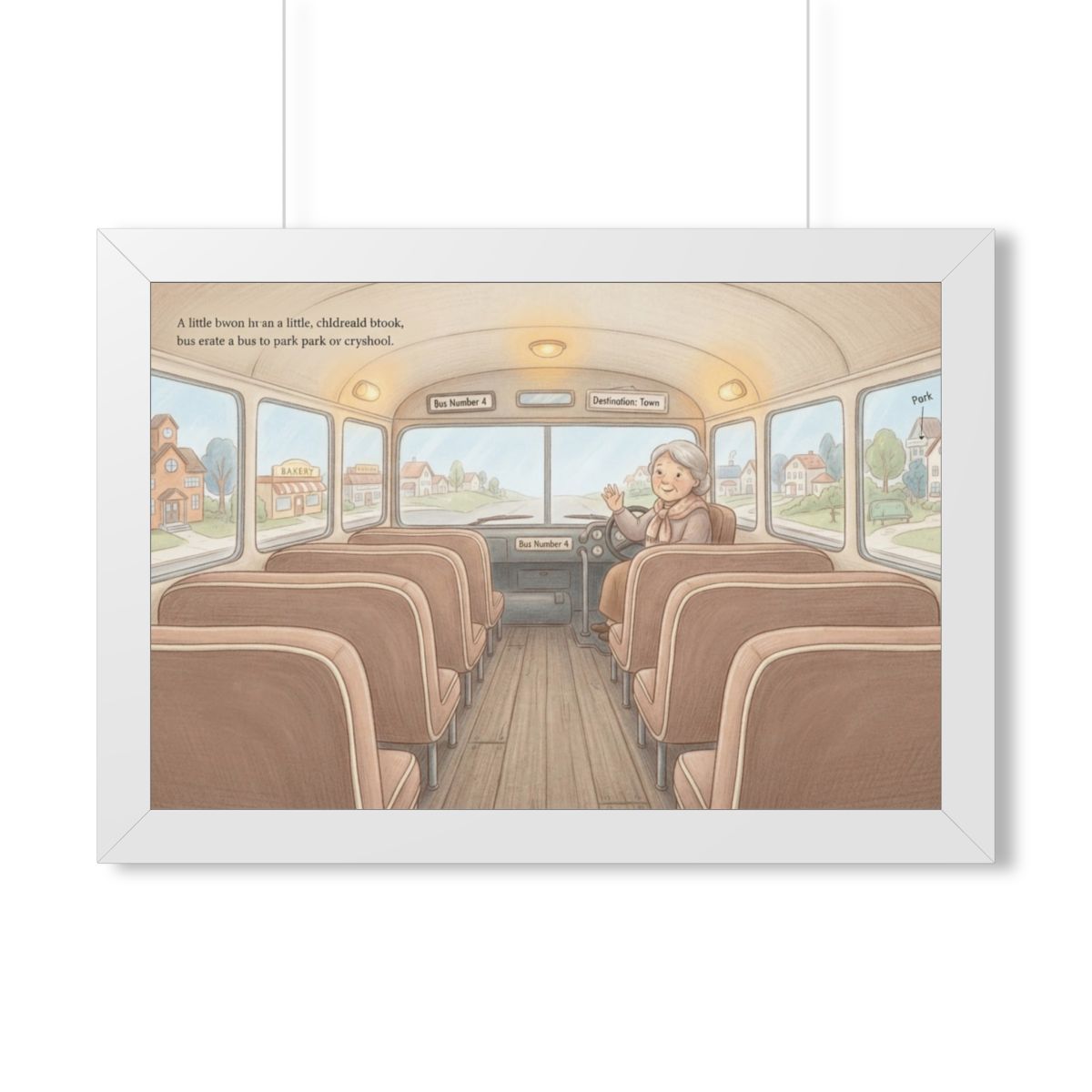 Framed Horizontal Poster - Storybook Bus Ride Whimsical Wall...