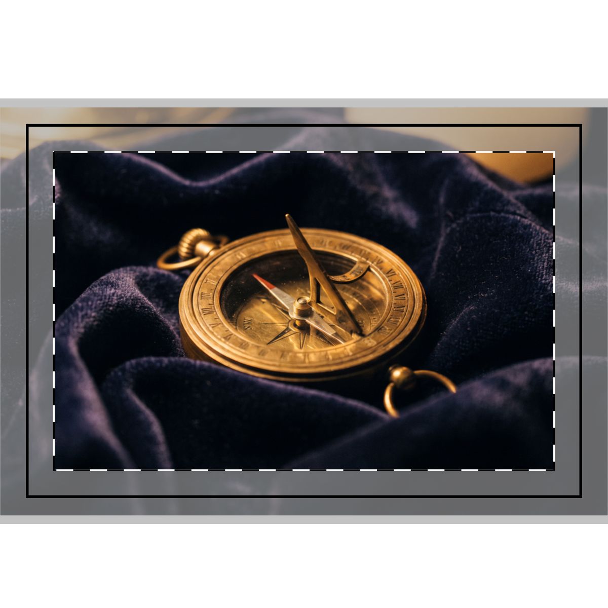 Vintage Brass Sundial Compass Hand Flag