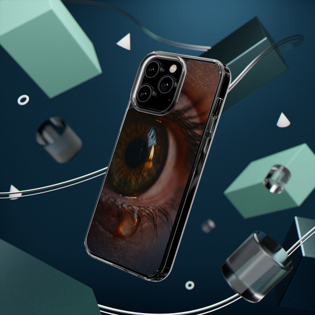 Clear Impact-Resistant Apple iPhone Cases - Amber Tears Cinematic Eye Portrait | iPhone 17 Pro Max, 17 Pro, 17 Air & More