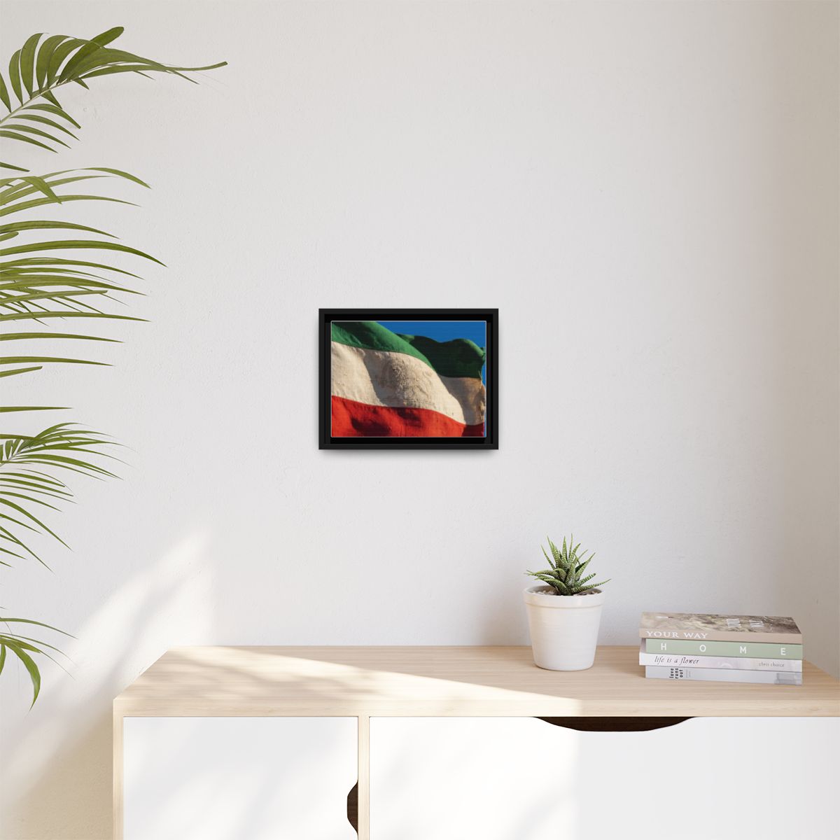Framed Canvas Art - Distressed Flag — Black / 1.25"
