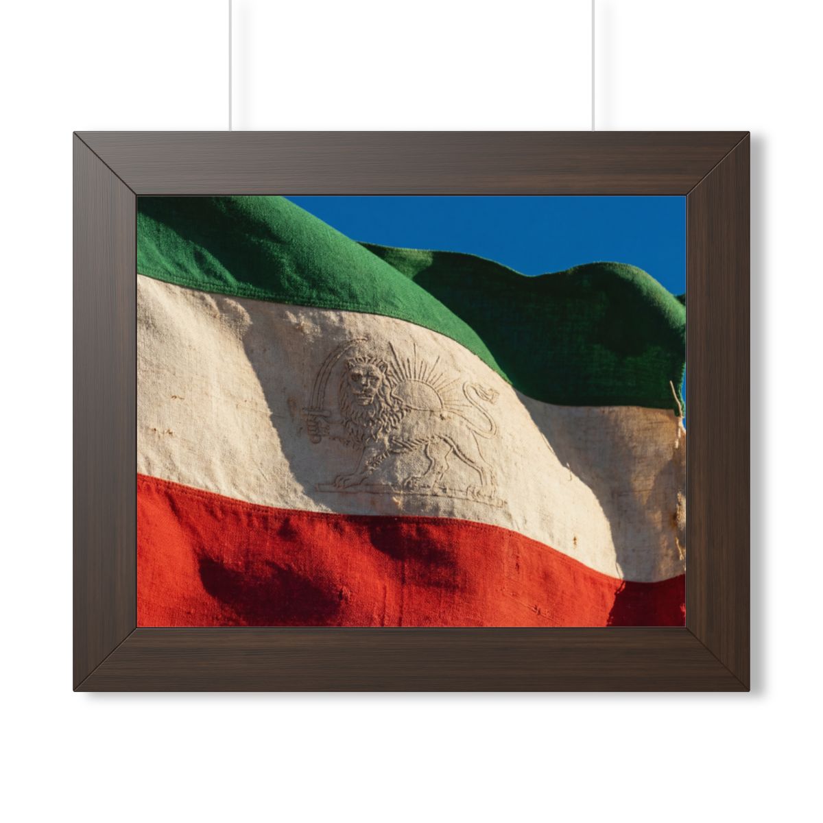 Framed Horizontal Poster - Vintage Persian Lion and Sun Flag...