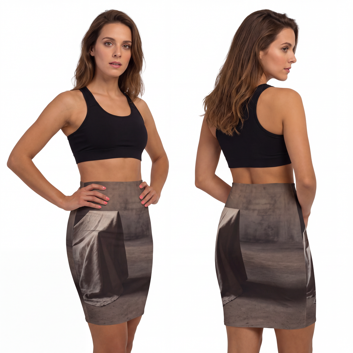 Women's Mid-Waist Pencil Skirt - Draped Silence Still Life...