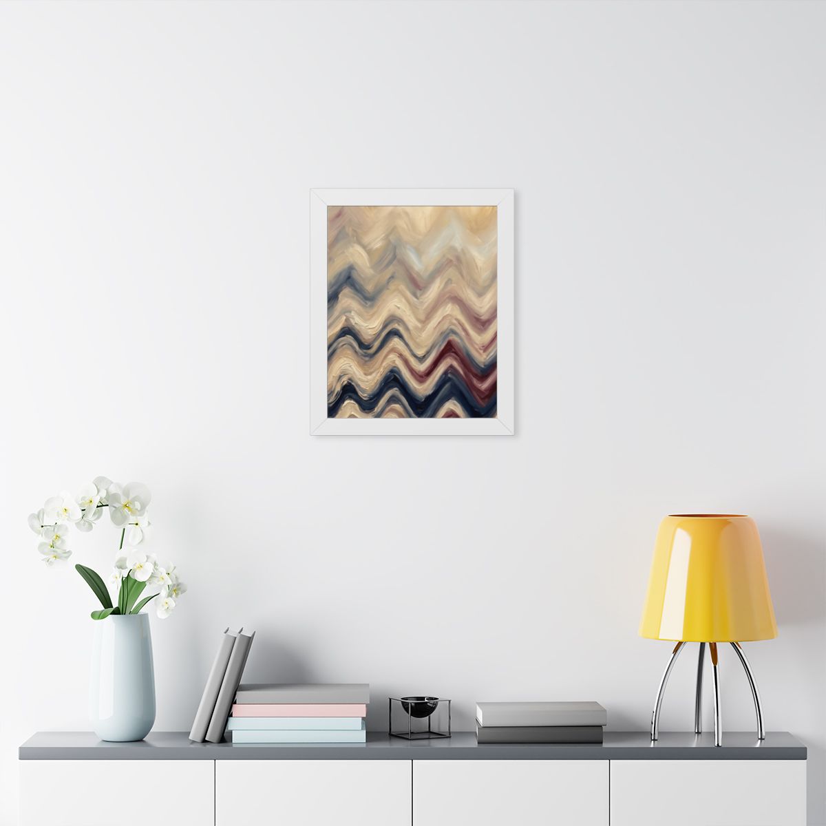 Framed Vertical Poster - Earth Chevron Wave — White (11×14...