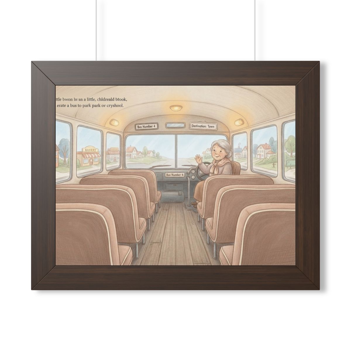 Framed Horizontal Poster - Storybook Bus Ride Whimsical Wall...