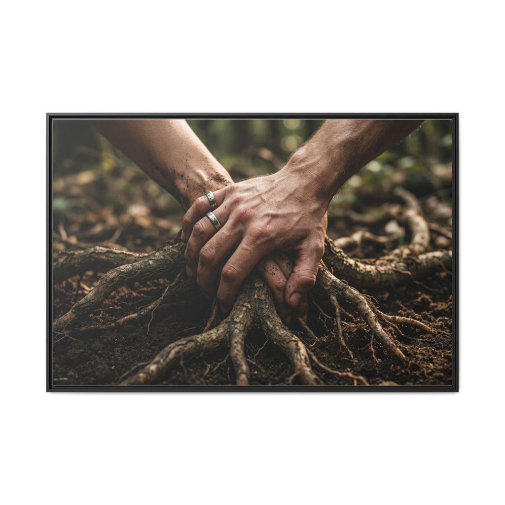 Framed Landscape Canvas of Forest Hands & Roots