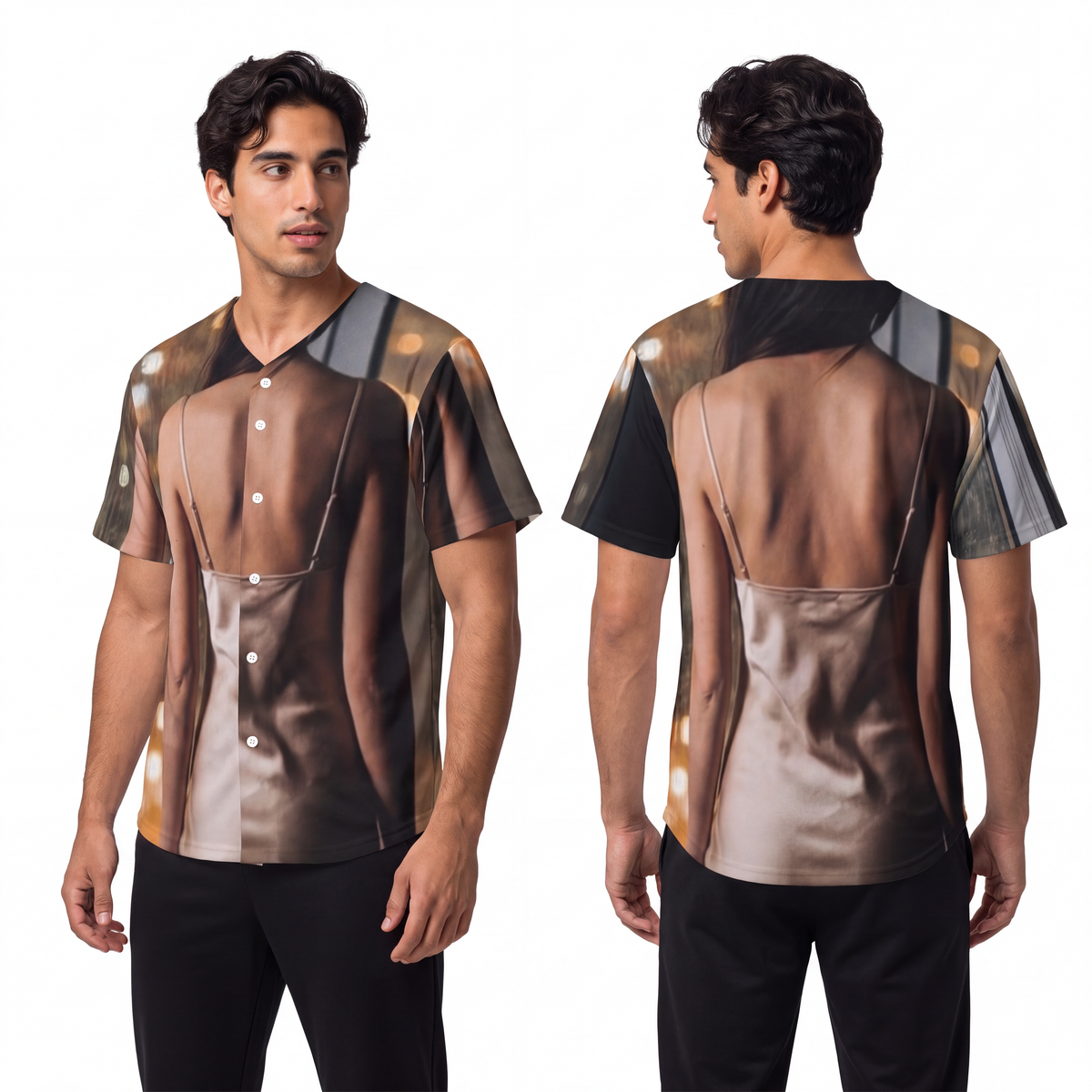 Men's Baseball Jersey - Rainscape Shimmer | Echovira Gallery
