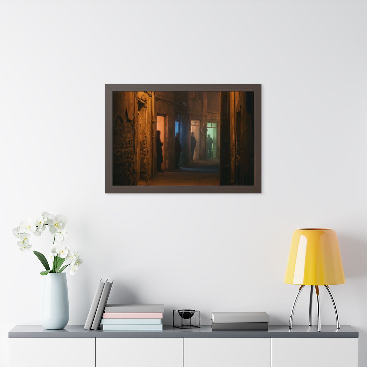 Framed Horizontal Poster - Shadowed Alleyway Mystery Art......