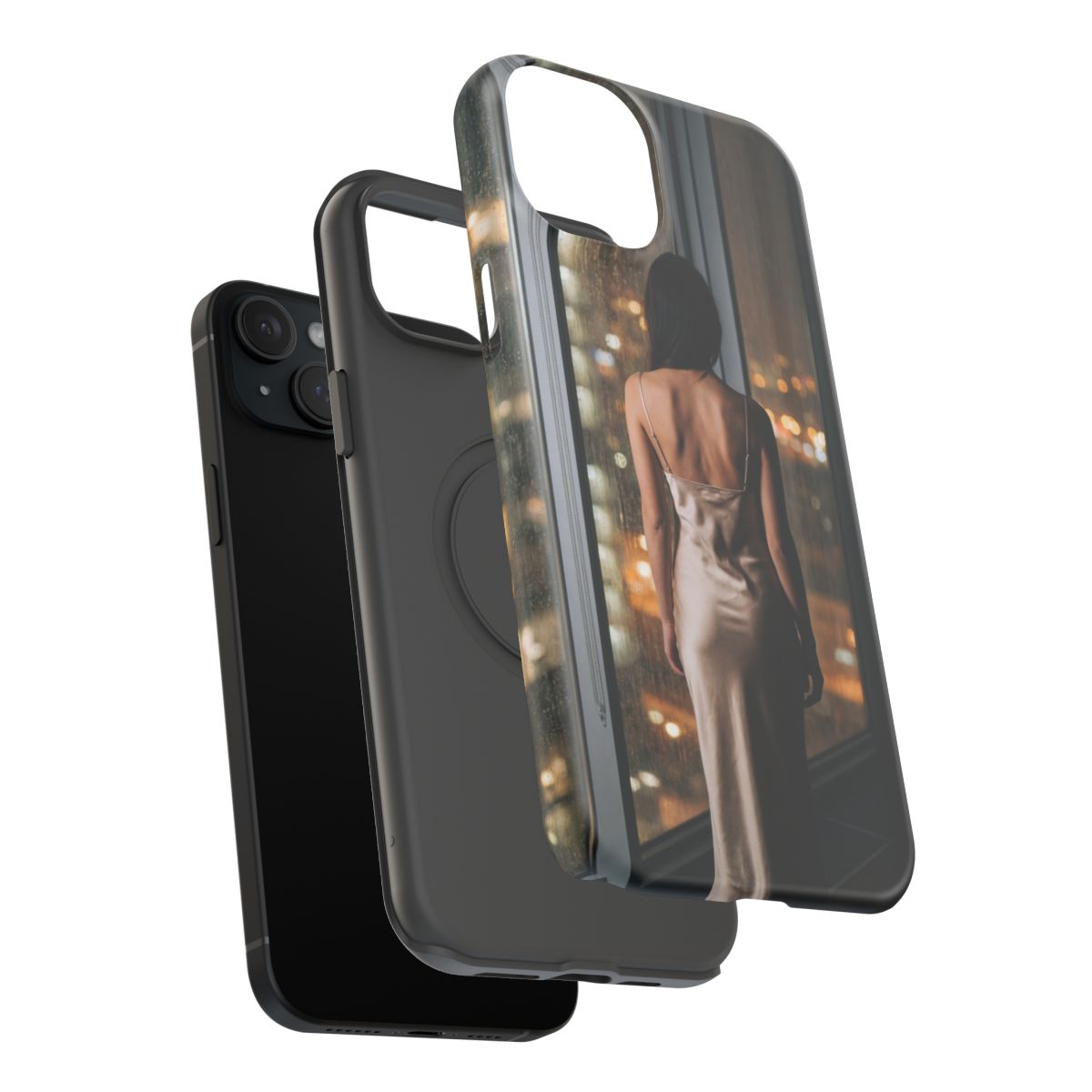 Impact-Resistant Apple iPhone Cases - Rainy City Lights Silk Gown | iPhone 17 Pro Max, 17 Pro, 17 Air & More