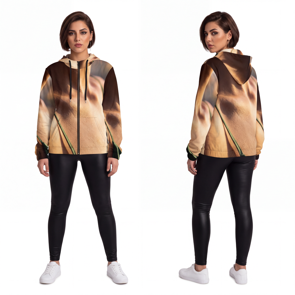 Golden Hour Women's Zip Hoodie - Emerald Sunkissed |...