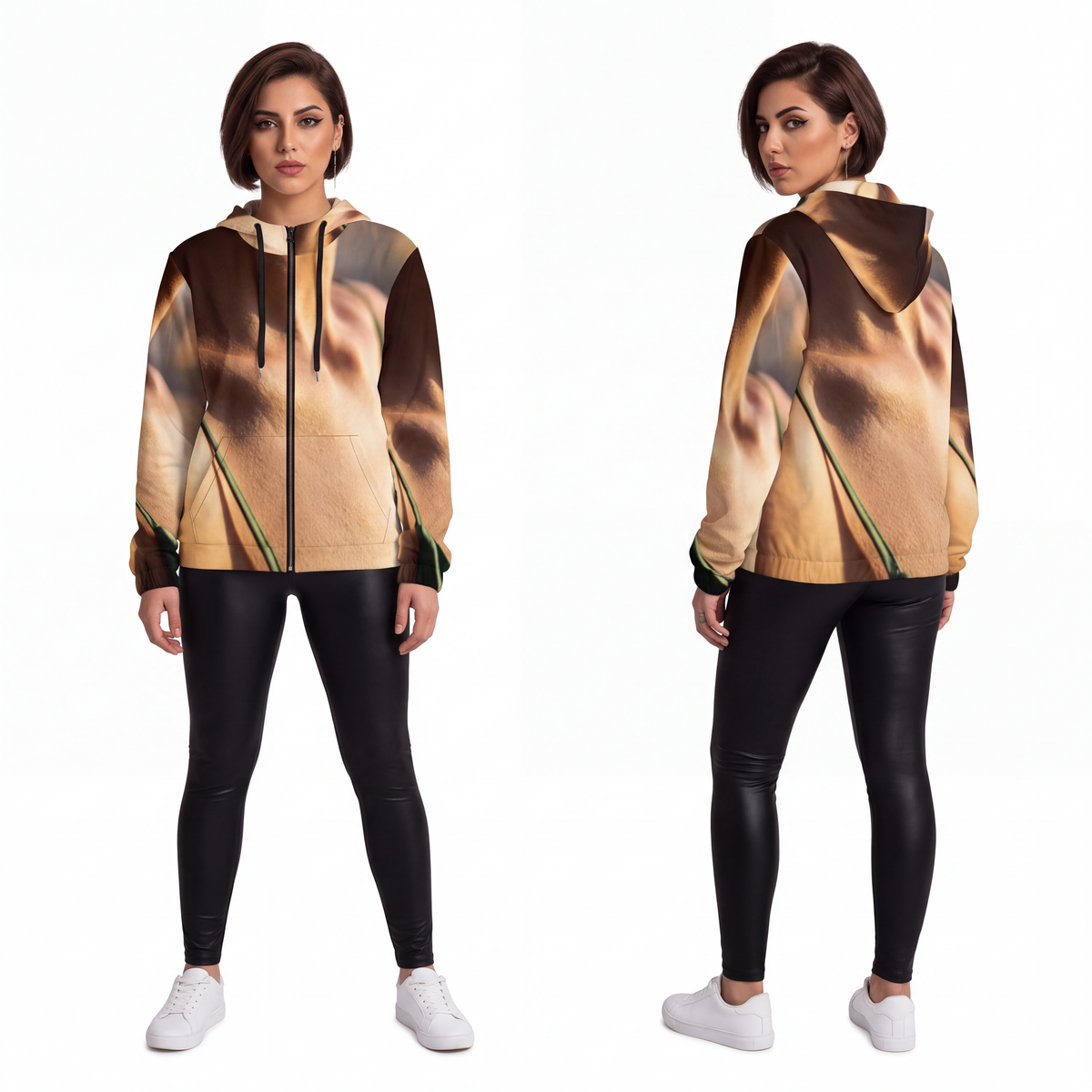 Golden Hour Women's Zip Hoodie - Emerald Sunkissed |...