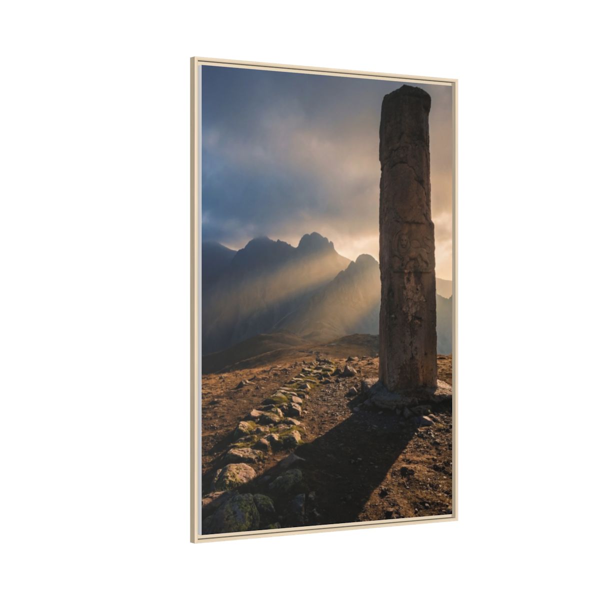 Matte Canvas, Framed - Mystic Monolith Ancient Persian Mountain Art — Natural / 1.25" (8×10, 9×12, 11×14, 12×16, 10×20, 12×18, 16×20, 16×24, 12×36, 18×24, 20×24, 16×32, 20×30, 24×30, 16×48, 24×32, 24×36, 24×48, 20×60, 30×40, 32×48, 30×60 & 40×60)