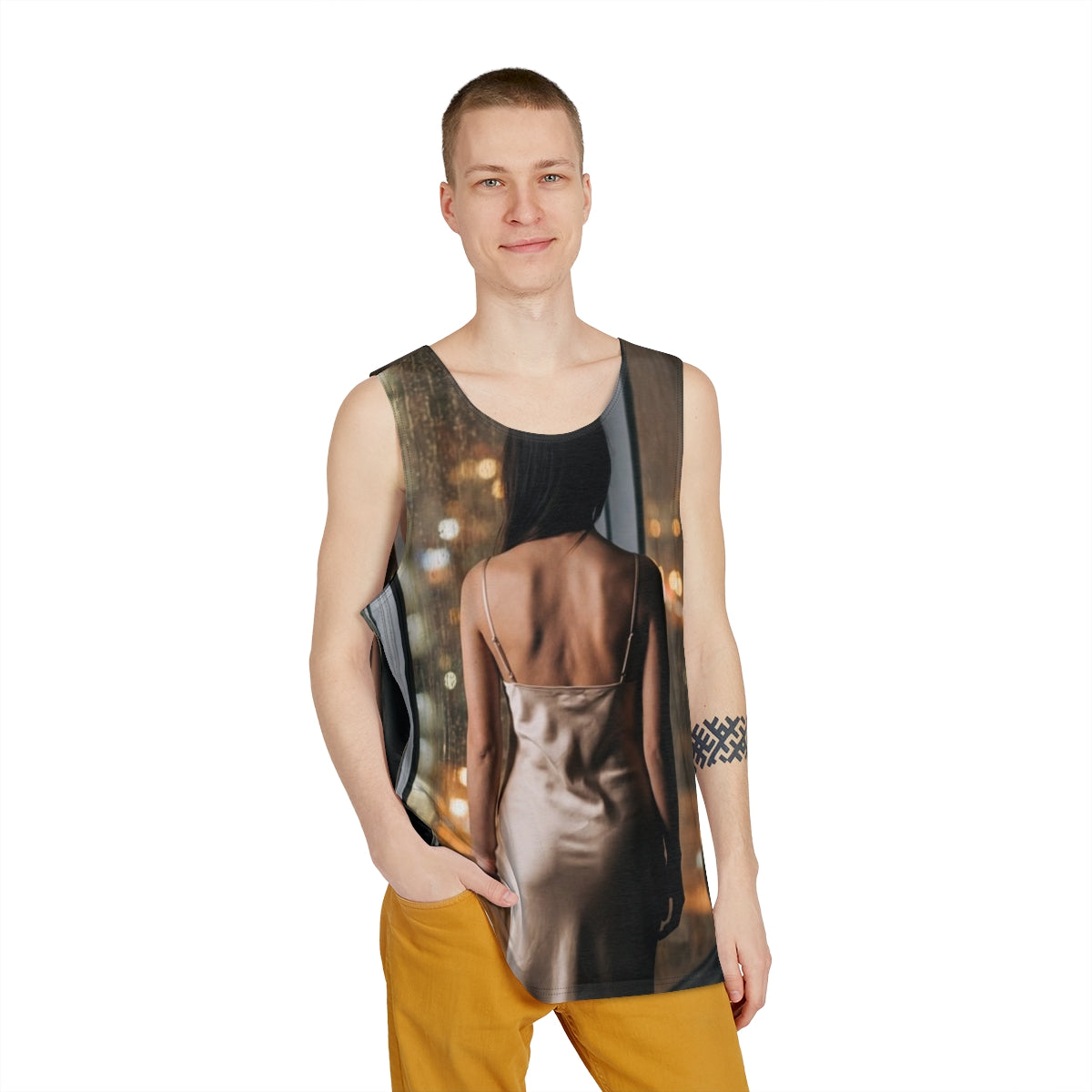 Men's Tank - City Lights Rainscape Silk Silhouette Art |...