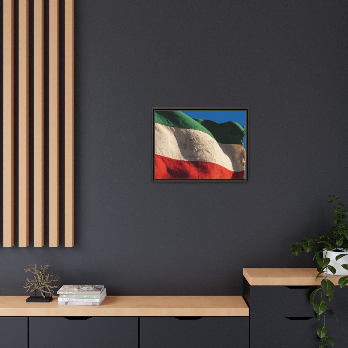 Framed Canvas Art - Distressed Flag — Espresso / 1.25"