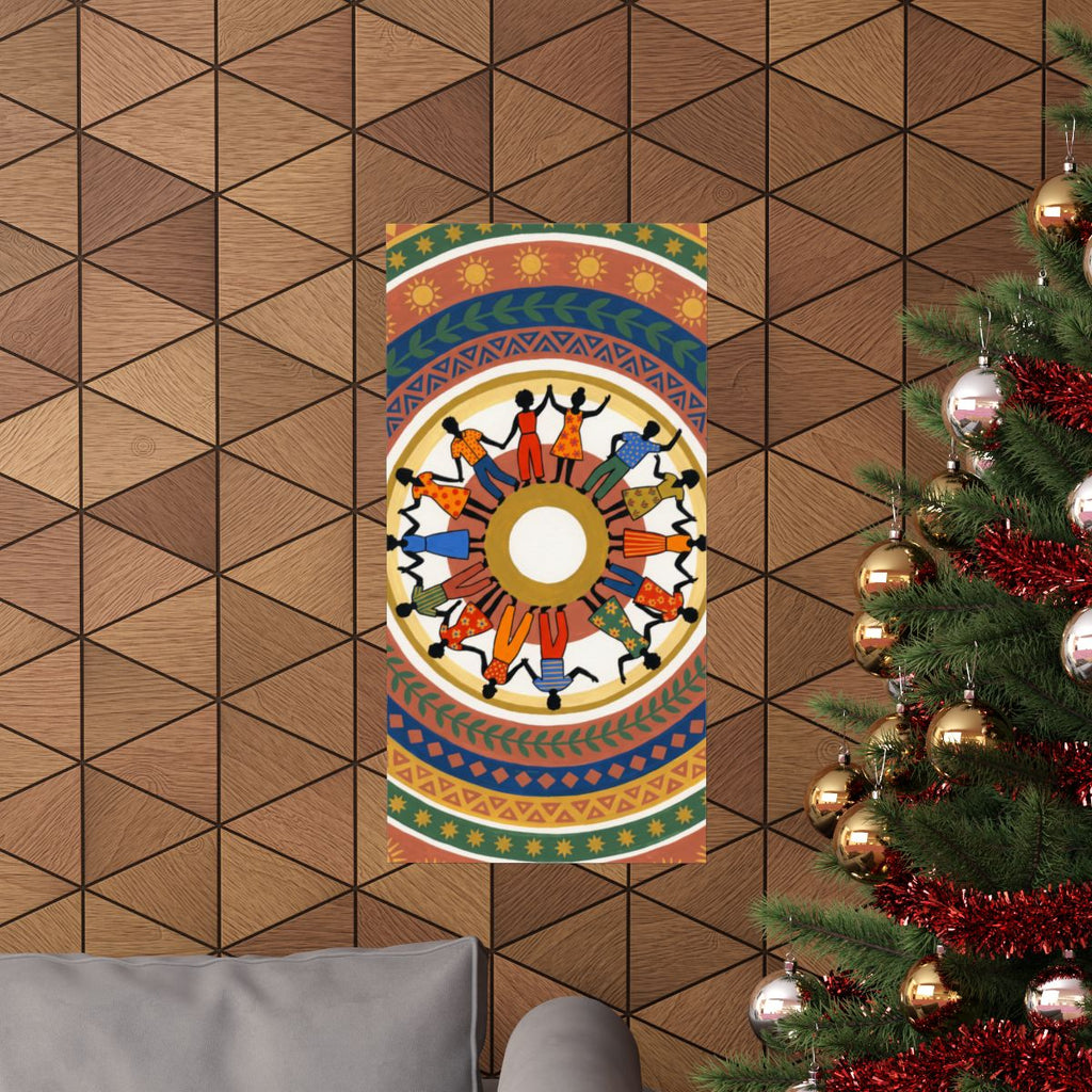 Matte Vertical Poster - Unity Mandala Folk Art (8×10 & 36×54)