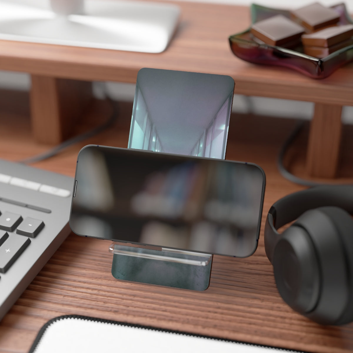 Mobile Display Stand for Smartphones - Liminal Corridor Fog...