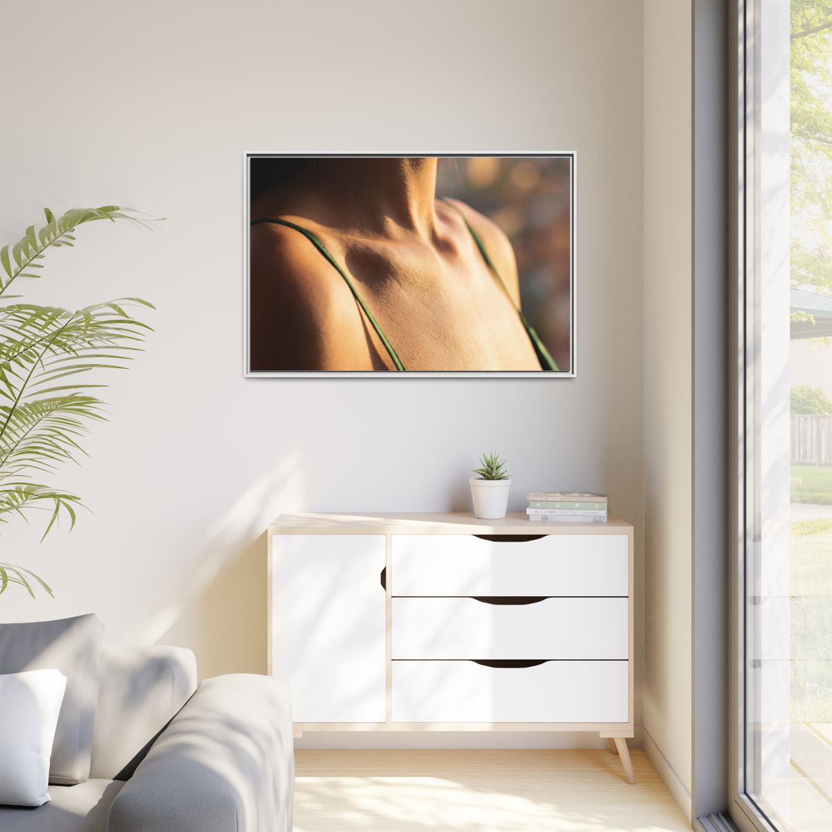 Golden Hour Matte Canvas - Framed Sunset Wall Art — White /...