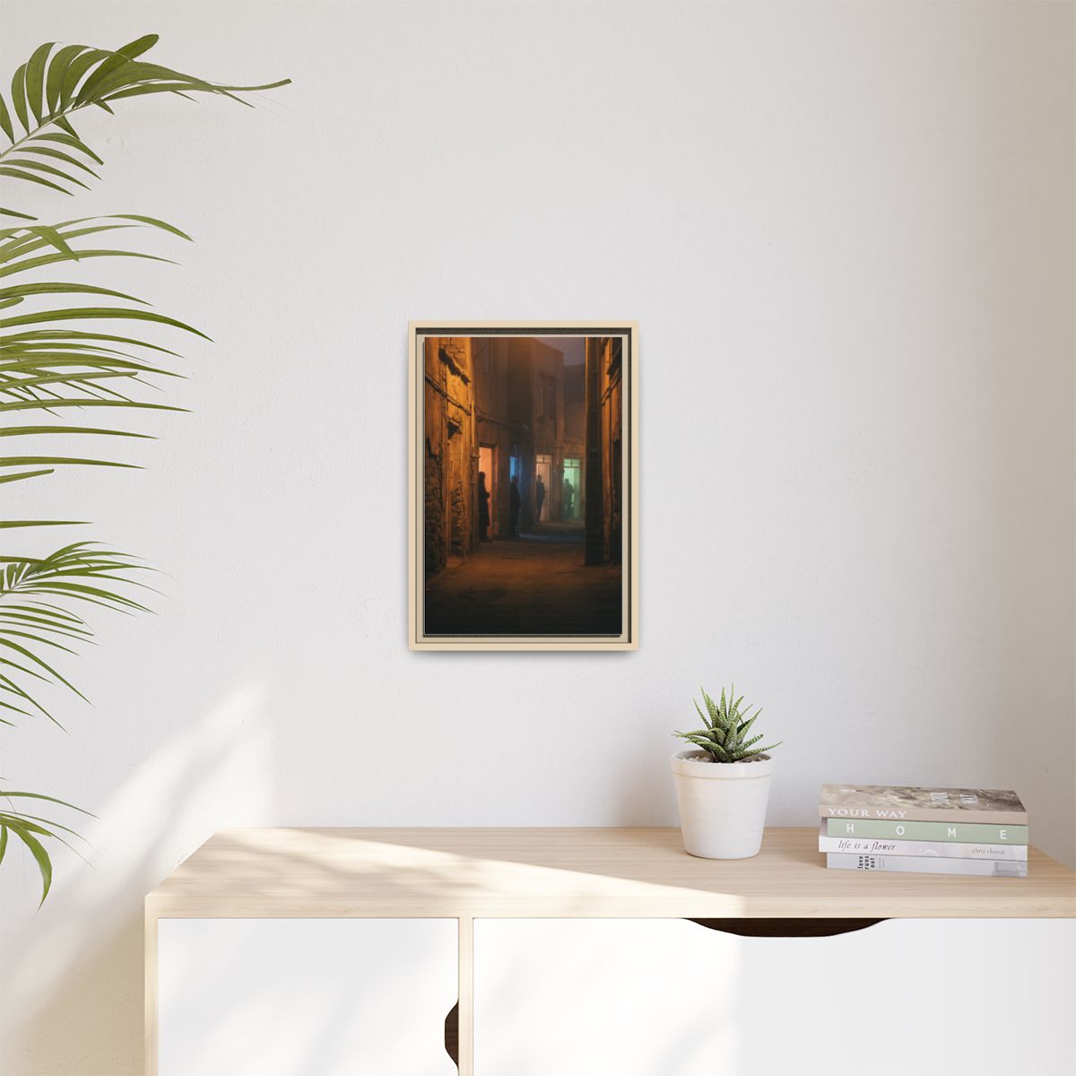 Matte Canvas, Framed - Shadowed Alleyway Mystery Art Print...