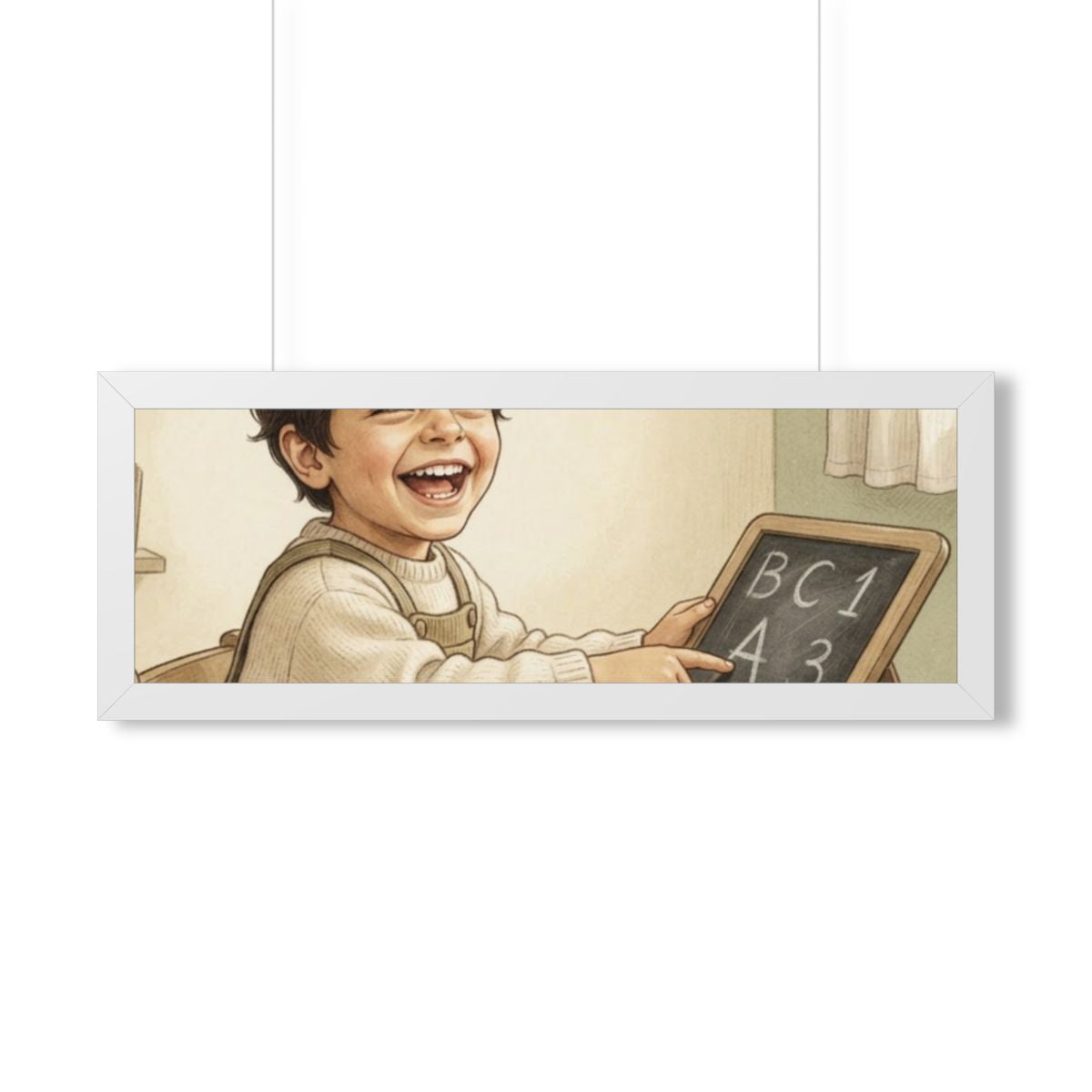 Framed Horizontal Poster - Little Scholar — White (14×11......
