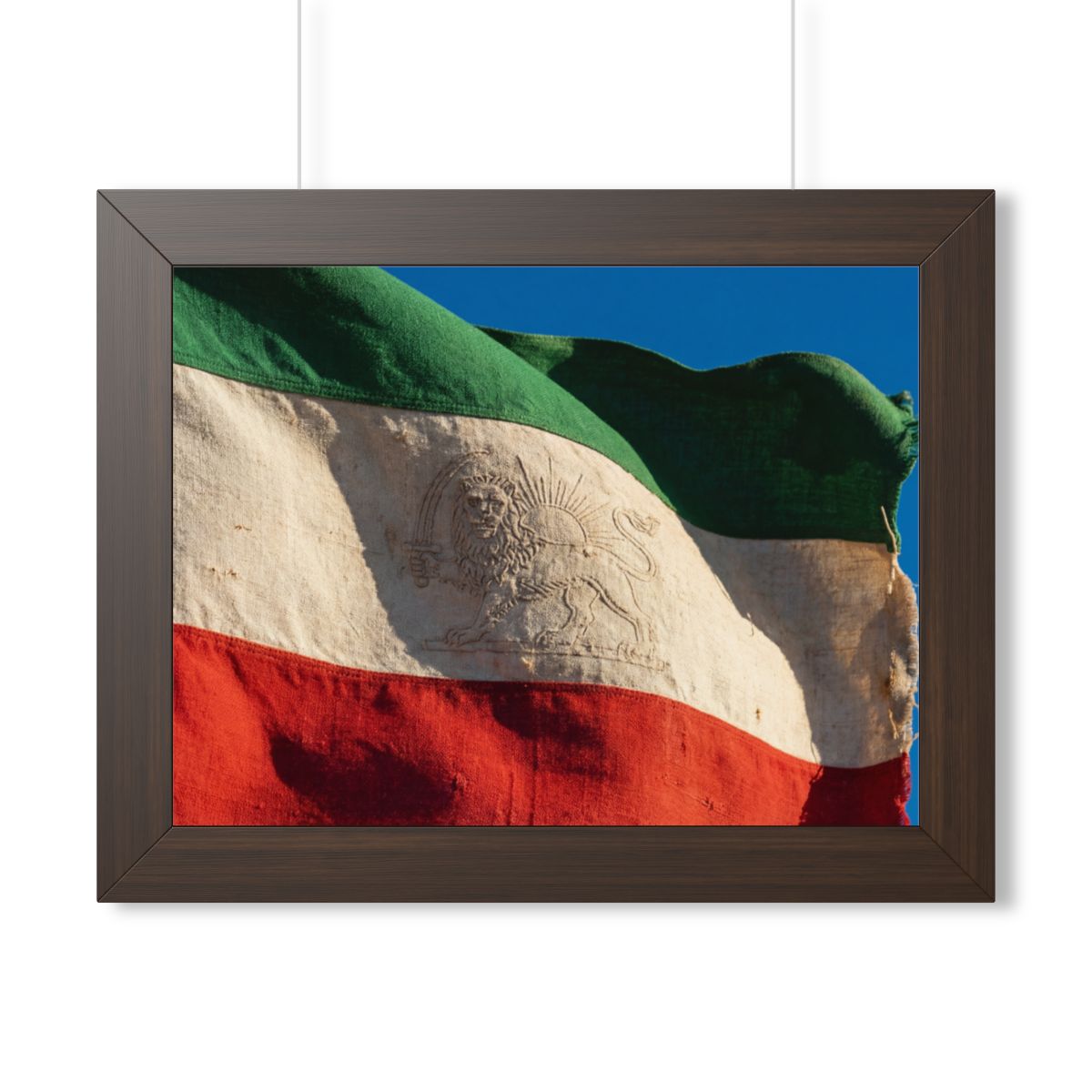 Framed Horizontal Poster - Vintage Persian Lion and Sun Flag...