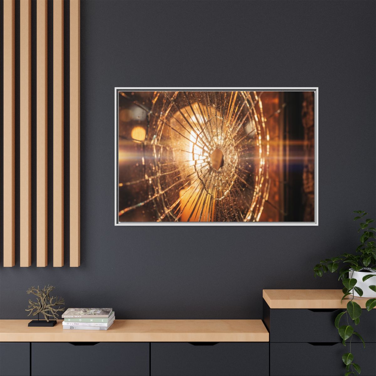 Framed Matte Canvas - Shattered Glass — White / 1.25"
