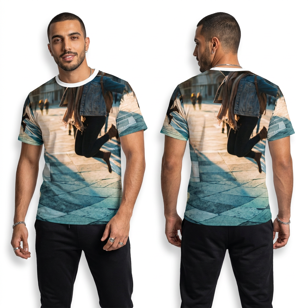 Men's Cut & Sew Tee with Venice Travel Art