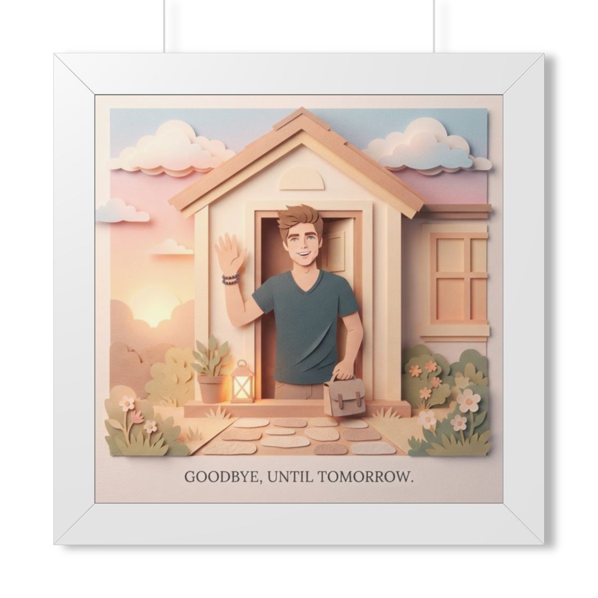 Framed Vertical Poster - Safe Journey Paper Cut Home Art —...